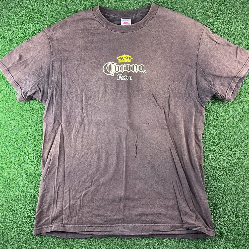 Vintage Y2K 2000s Corona Extra Beer Tennessee River Brown T-Shirt Sz L